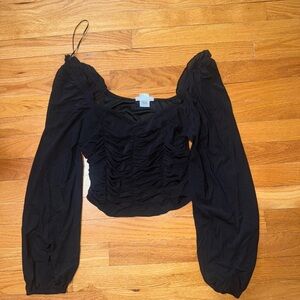 Elegant Black Ruched Women's Top